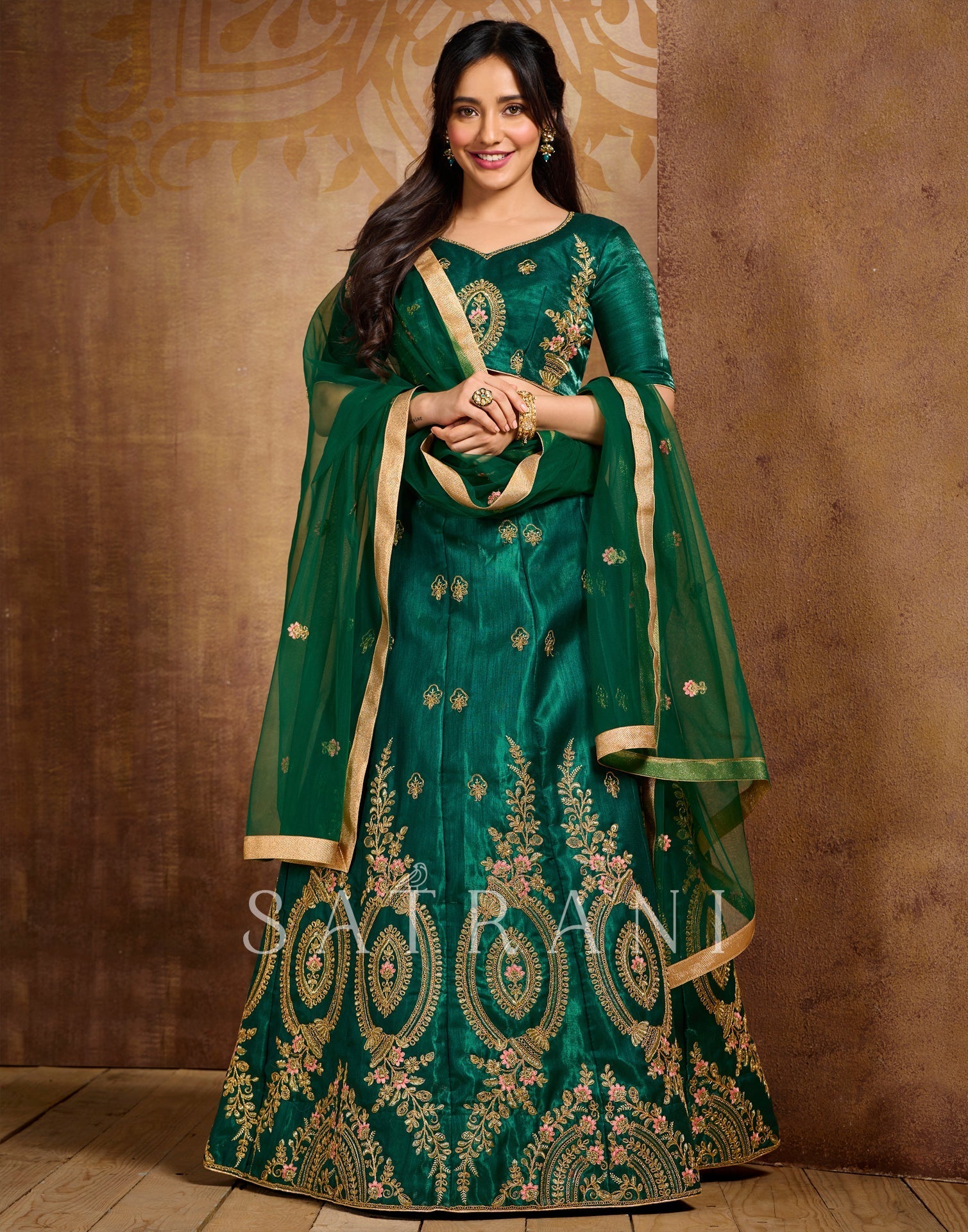 Dark Green Color Pure Velvet Bridal Wear Embroidered Lehenga Choli at Rs  4499.00 | Surat| ID: 24673183262