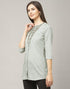 Picturesque Mint Green Coloured Embroidered Cotton Tops | Leemboodi
