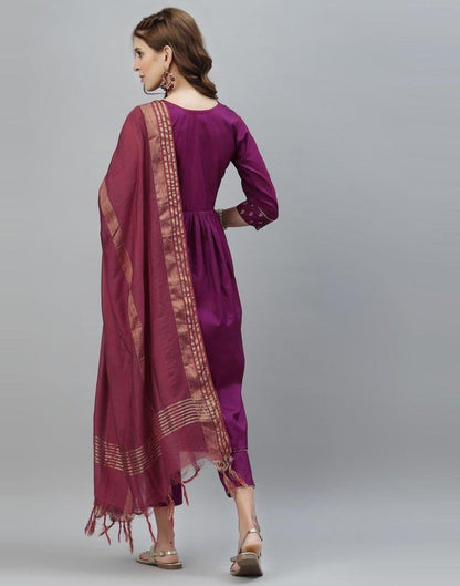 Magenta Kurti With Pant And Dupatta | Leemboodi