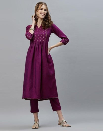 Magenta Kurti With Pant And Dupatta | Leemboodi