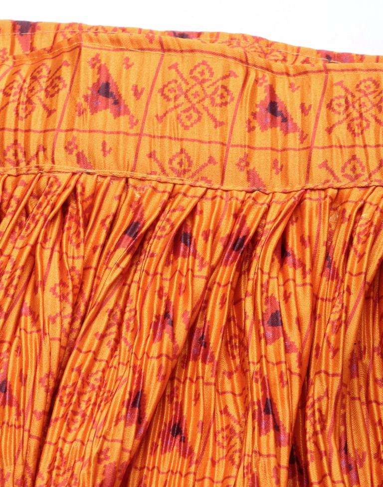 Orange Printed Lehenga Choli | Leemboodi