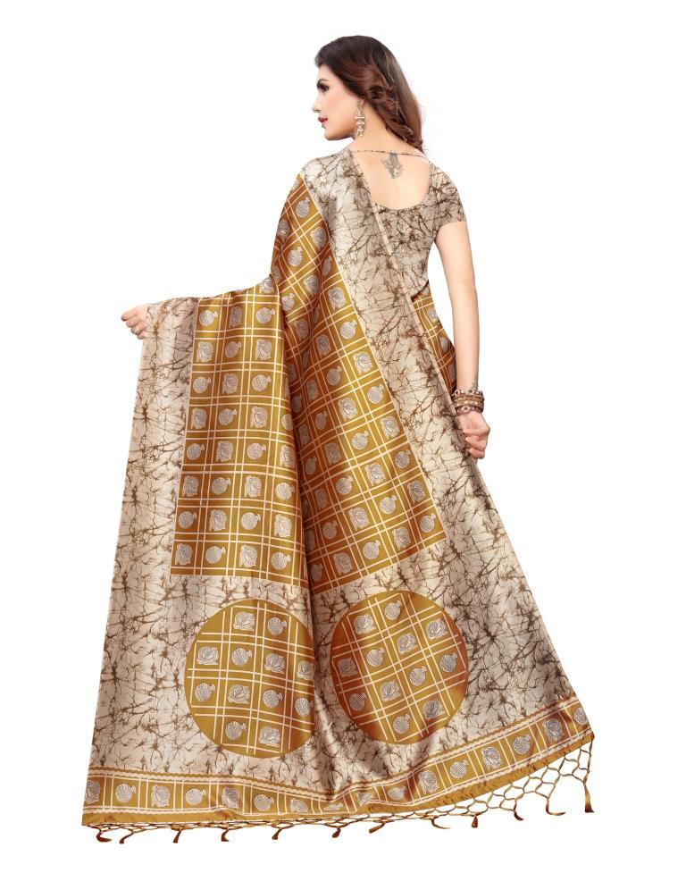 Grey Coloured Poly Silk Printed Casual saree | Leemboodi