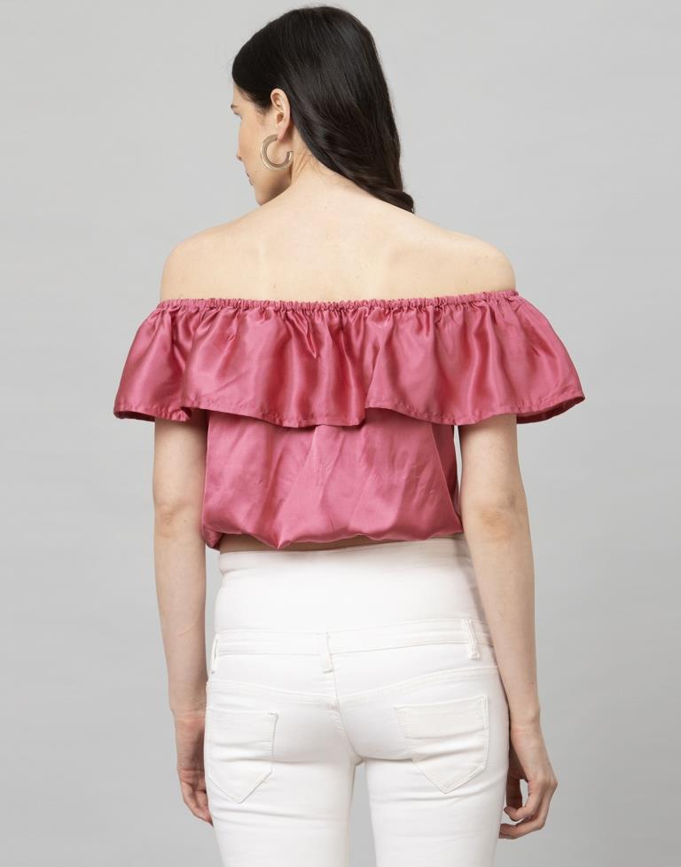 Astounding Pink Coloured Plain Satin Silk Tops | Leemboodi