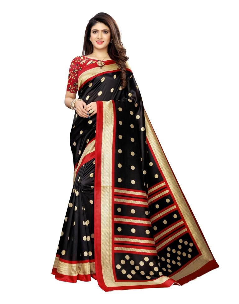 Black Coloured Poly Silk Printed Casual saree | Leemboodi