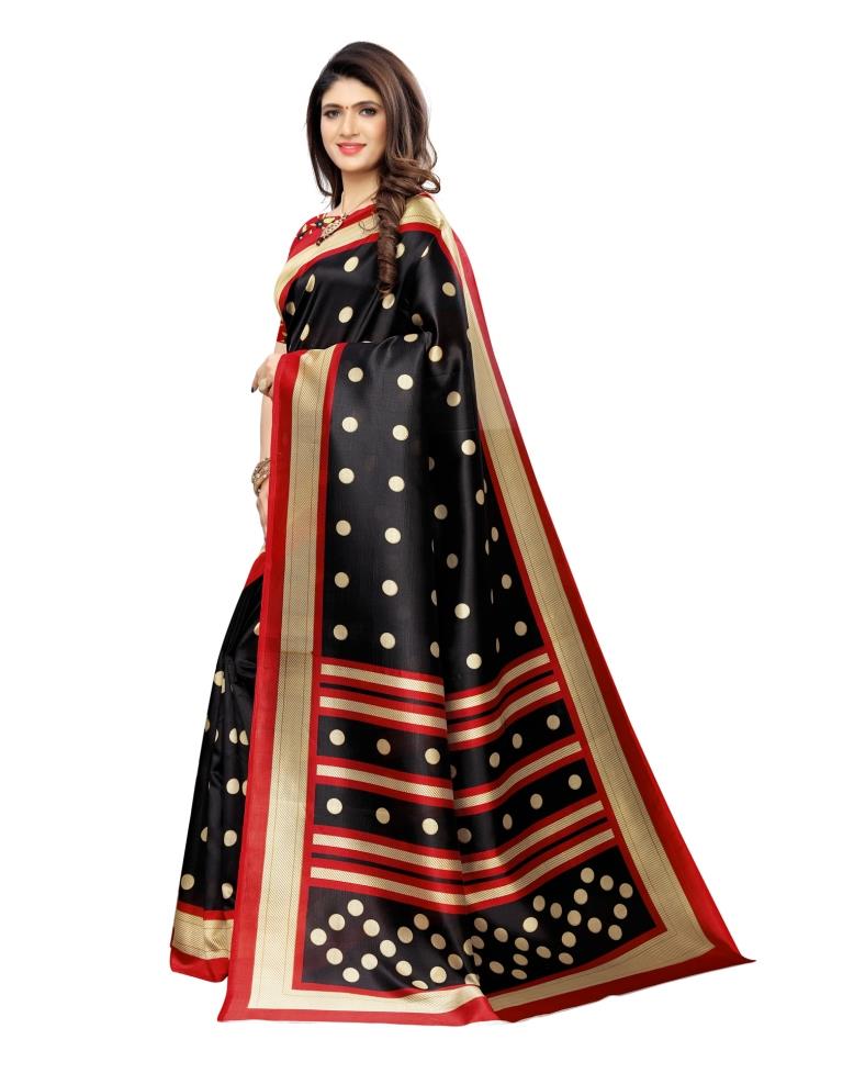 Black Coloured Poly Silk Printed Casual saree | Leemboodi