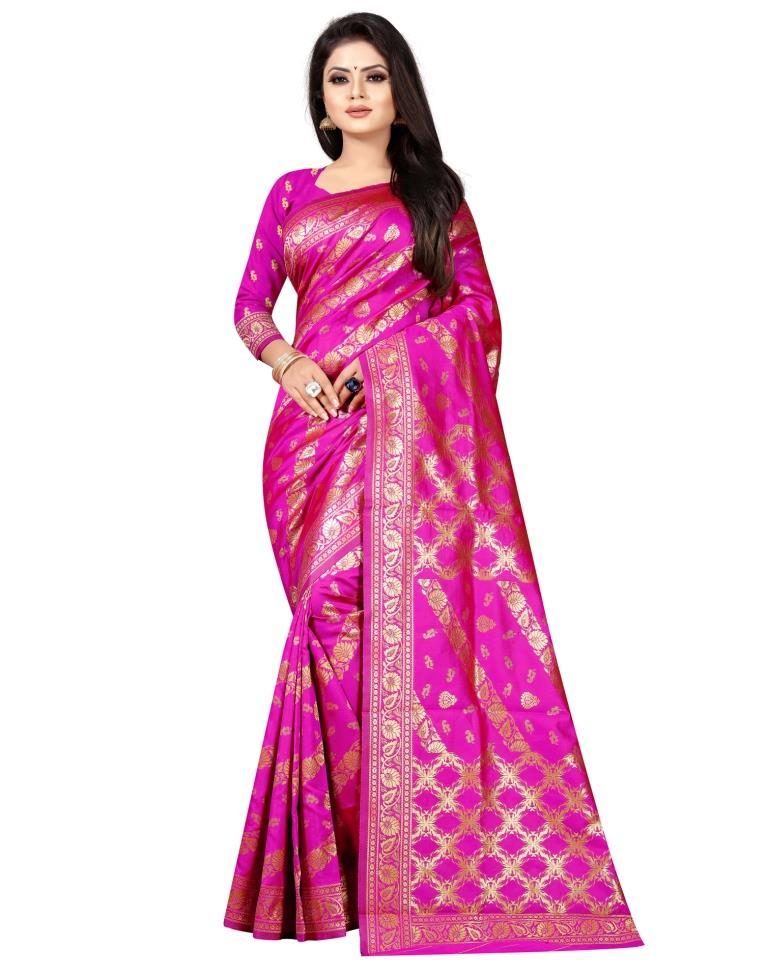 Royal Pink Silk Saree | Leemboodi