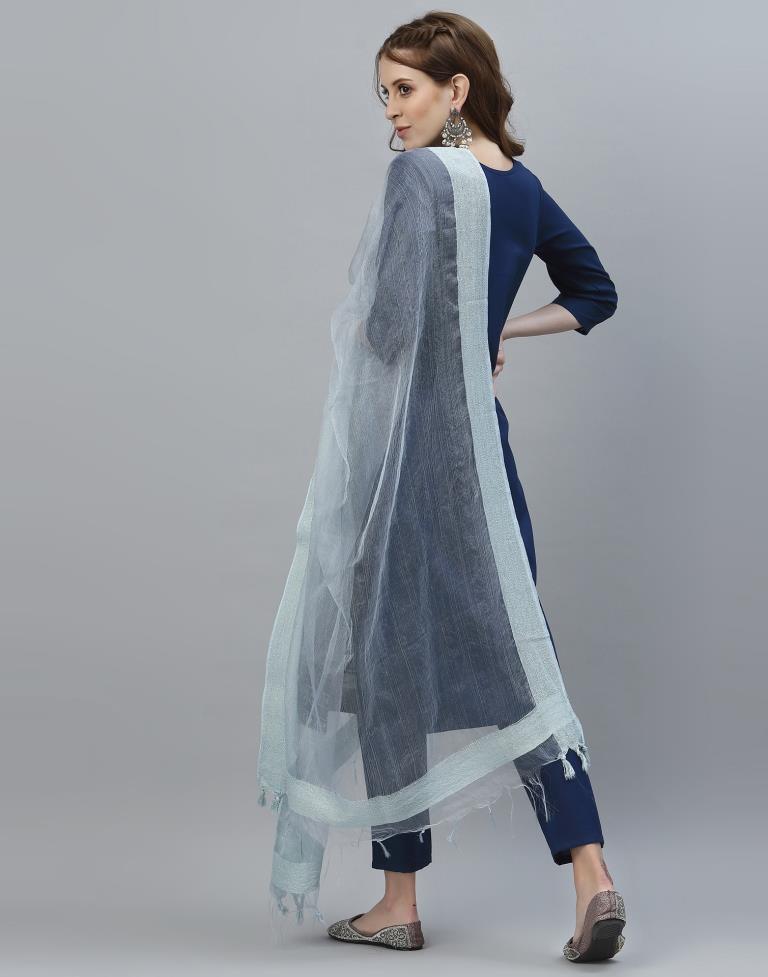 Navy Blue Kurti With Pant And Dupatta | Leemboodi