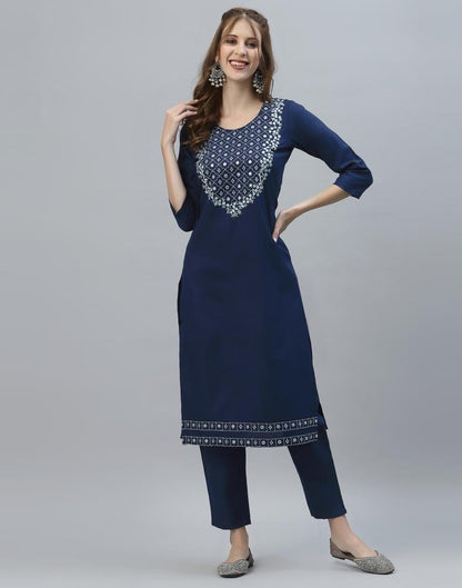 Navy Blue Kurti With Pant And Dupatta | Leemboodi