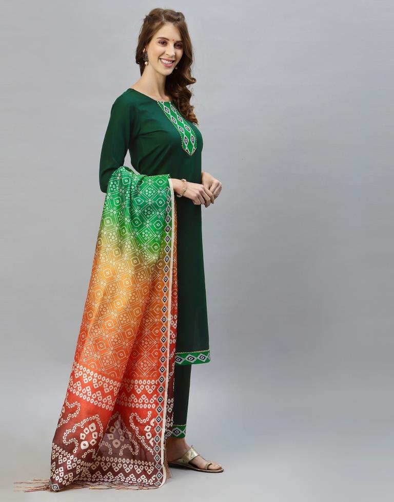 Bottle green designer casual wear kaftan suit | Anarkali designs, Tunic  designs, Kurti designs