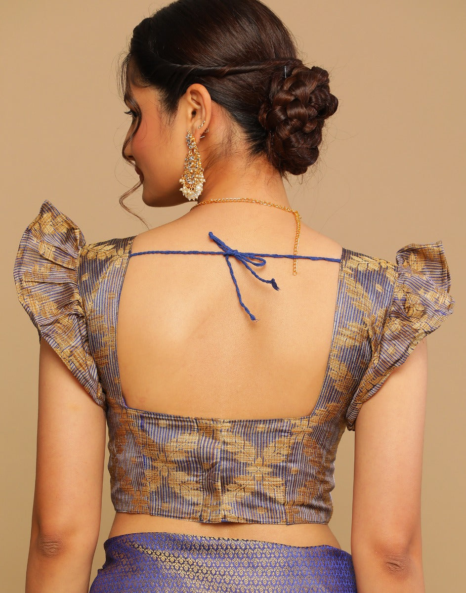 Royal Blue Coloured Banarasi Cotton Silk Saree | Leemboodi