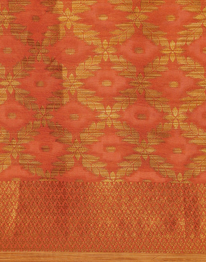 Orange Coloured Banarasi Cotton Silk Saree | Leemboodi
