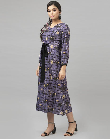 Versatile Purple Coloured Digital Printed Crepe Dress | Leemboodi