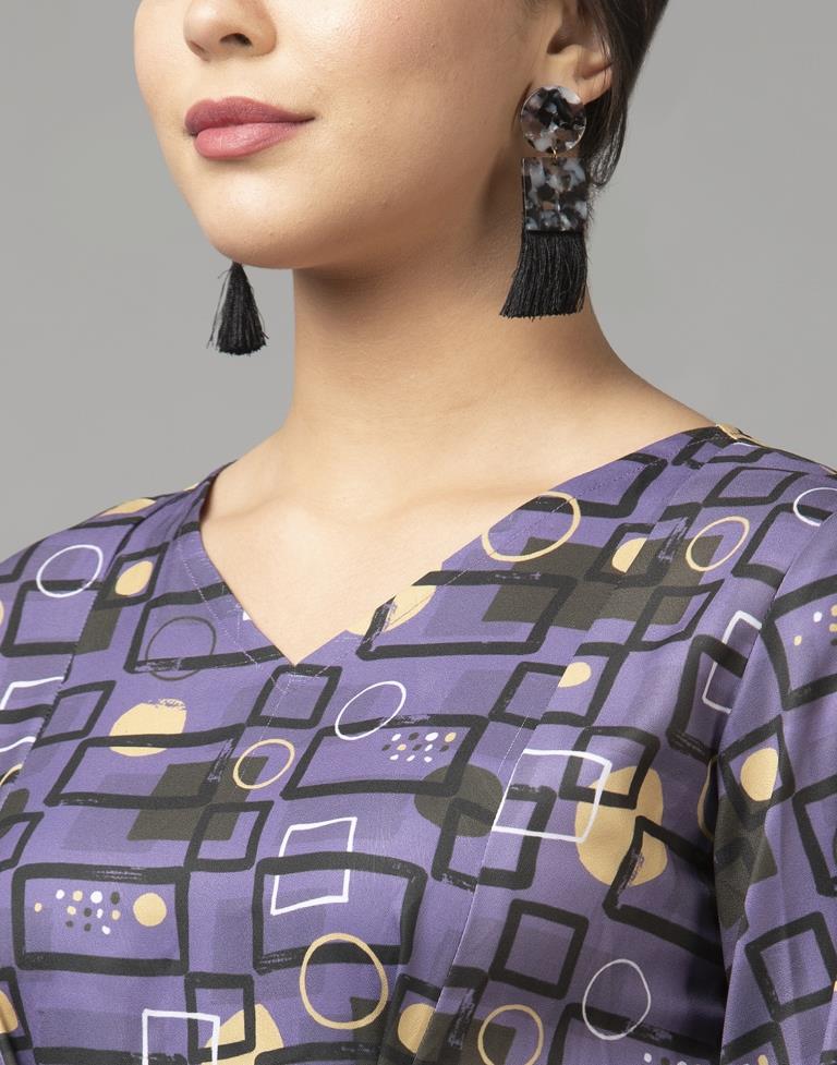 Versatile Purple Coloured Digital Printed Crepe Dress | Leemboodi