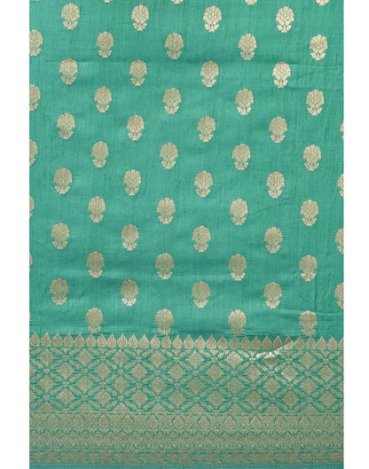 Turquoise Coloured Jacquard Silk Saree | Leemboodi