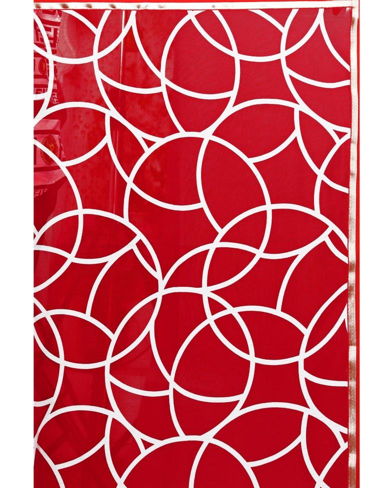Red Coloured Printed Chiffon Saree | Leemboodi