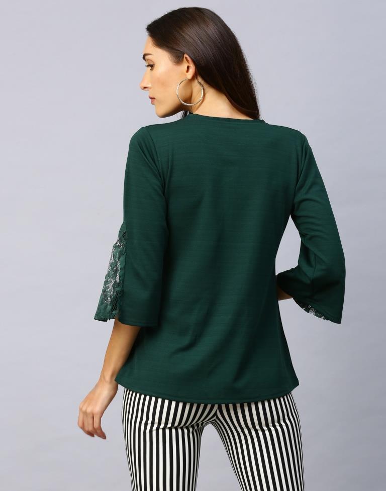 Awesome Green Coloured Russell Net Lycra Tops | Leemboodi