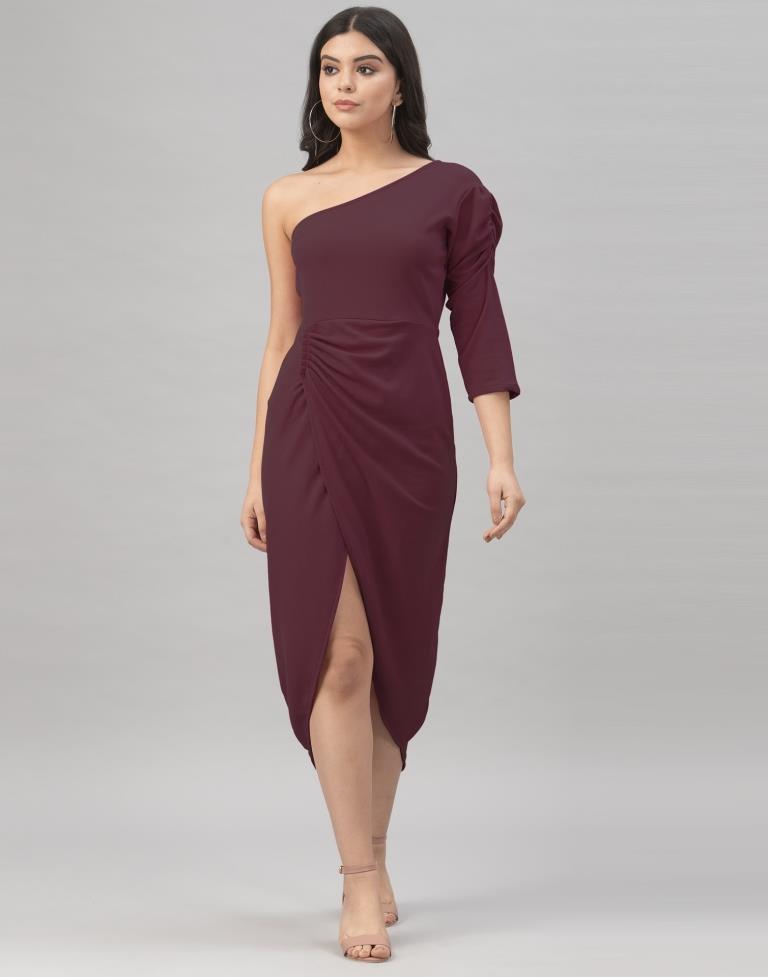 Dark Brown Knitted Dress | Leemboodi