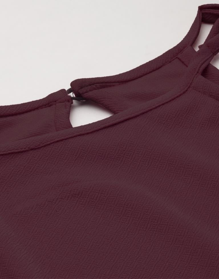Enticing Dark Brown Coloured Knitted Lycra Tops | Leemboodi