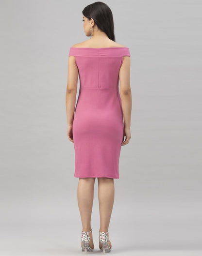 Pink Coloured Knitted Lycra Bodycon | Leemboodi