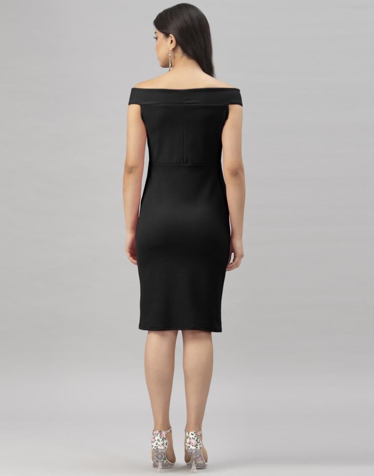 Black Off shoulder Bodycon Dress | Leemboodi
