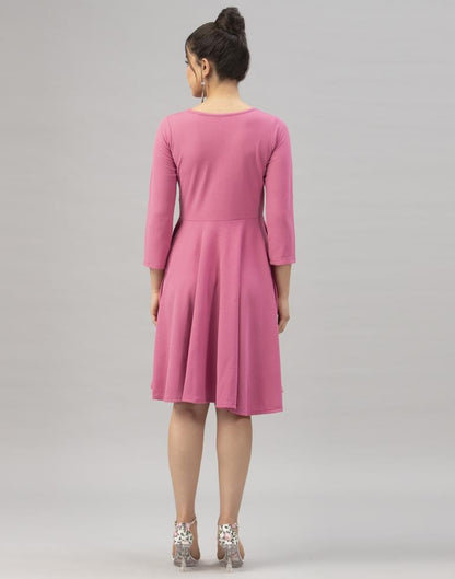 Standard Pink Coloured Knitted Lycra Dress | Leemboodi