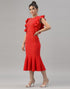 Sparkling Red Coloured Knitted Lycra Dress | Leemboodi