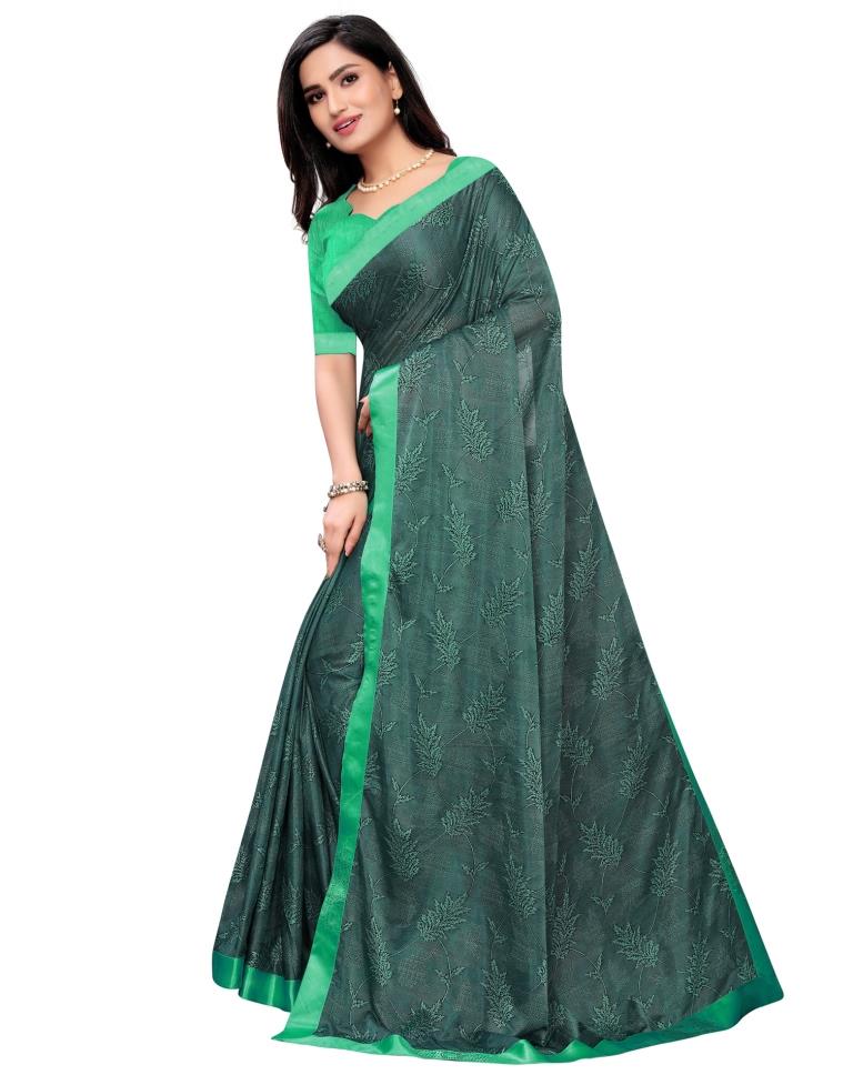 Light Sea Green Coloured Lycra Embellished Partywear saree | Leemboodi
