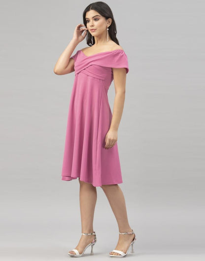 Pleasant Pink Coloured Knitted Lycra Dress | Leemboodi