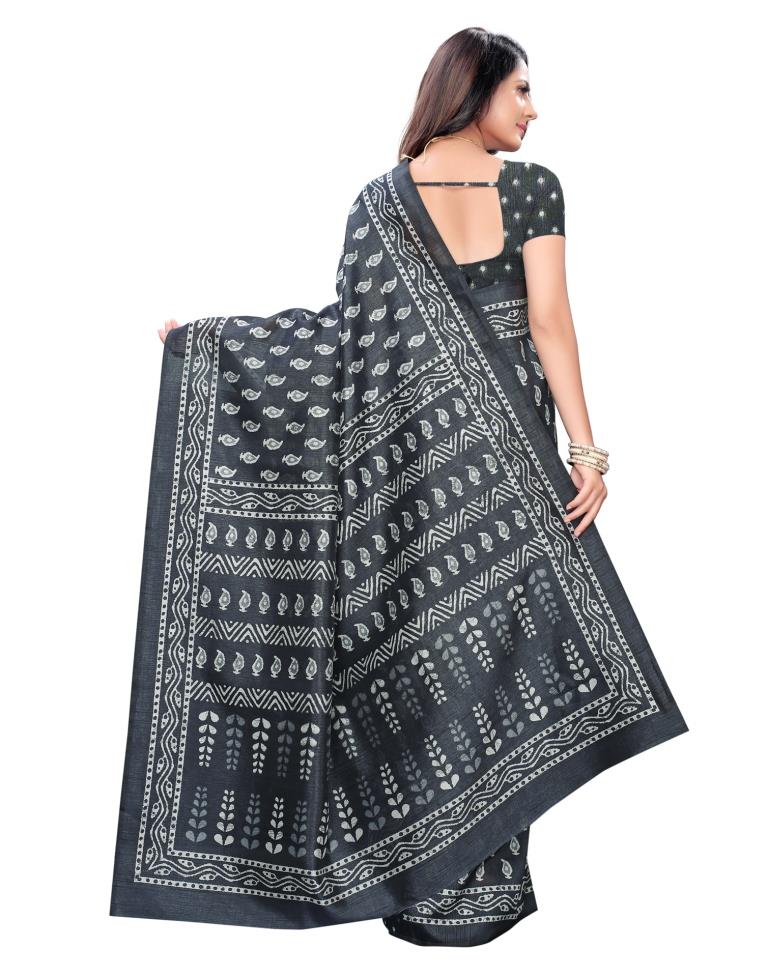 Anchor Grey Coloured Poly Silk Printed Casual saree | Leemboodi