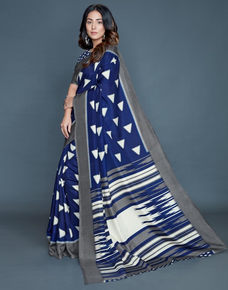 Blue Coloured Poly Silk Printed Casual saree | Leemboodi