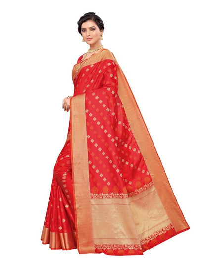 Red Coloured Poly Silk Jacquard Partywear saree | Leemboodi