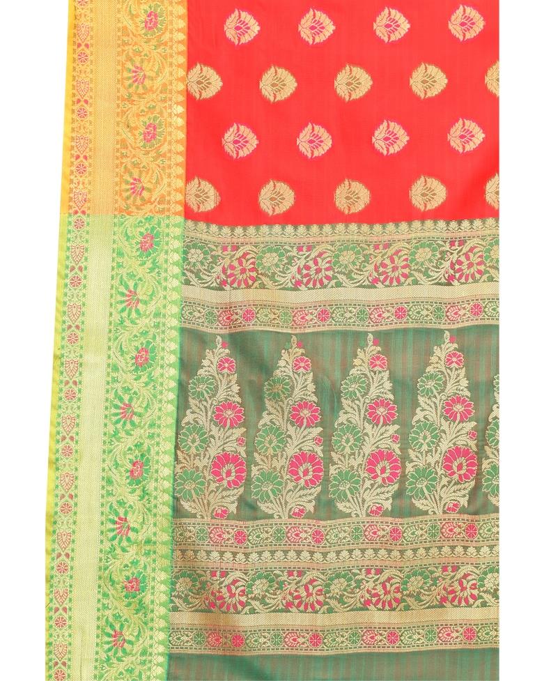 Red Coloured Jacquard Silk Saree | Leemboodi