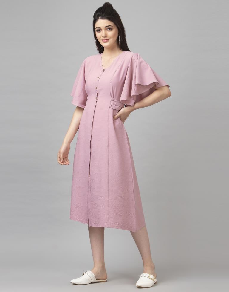 Splendiferous Pink Coloured Dyed Chiffon Dress | Leemboodi
