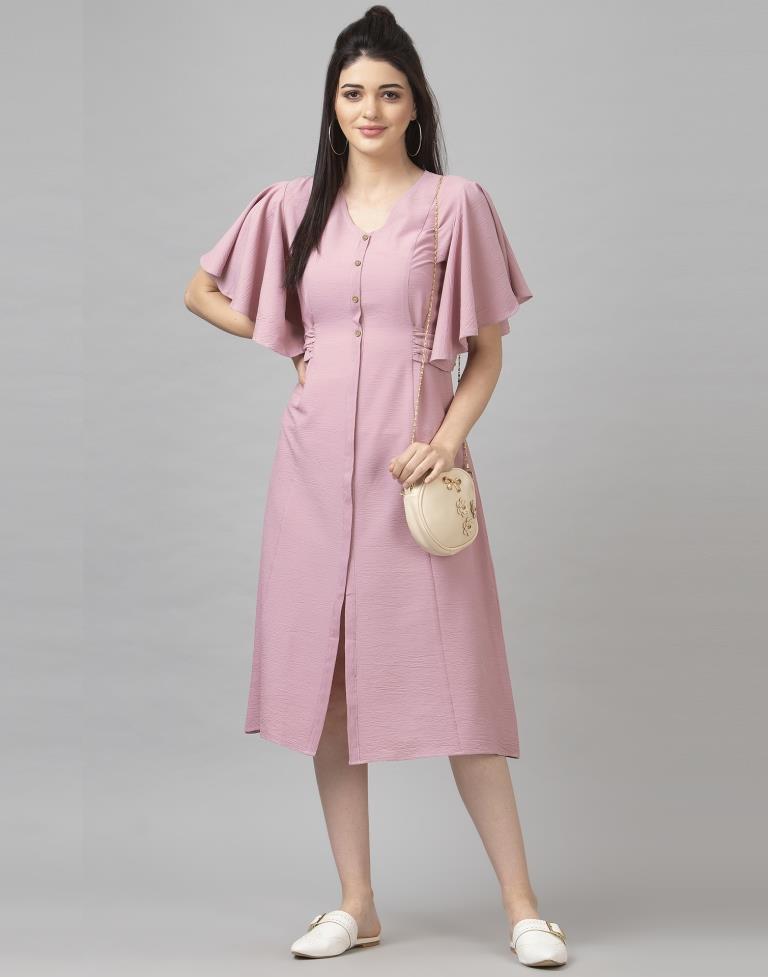 Splendiferous Pink Coloured Dyed Chiffon Dress | Leemboodi