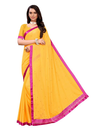 Yellow Coloured Lycra Embellished Casual saree | Leemboodi