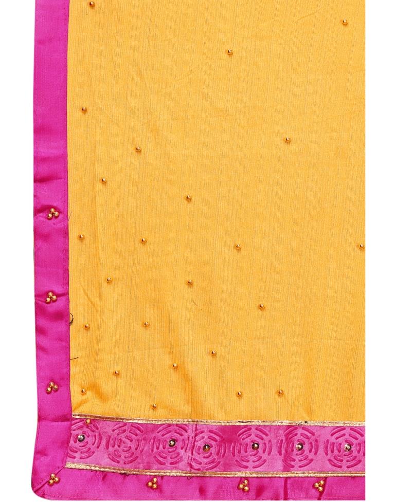 Yellow Coloured Lycra Embellished Casual saree | Leemboodi