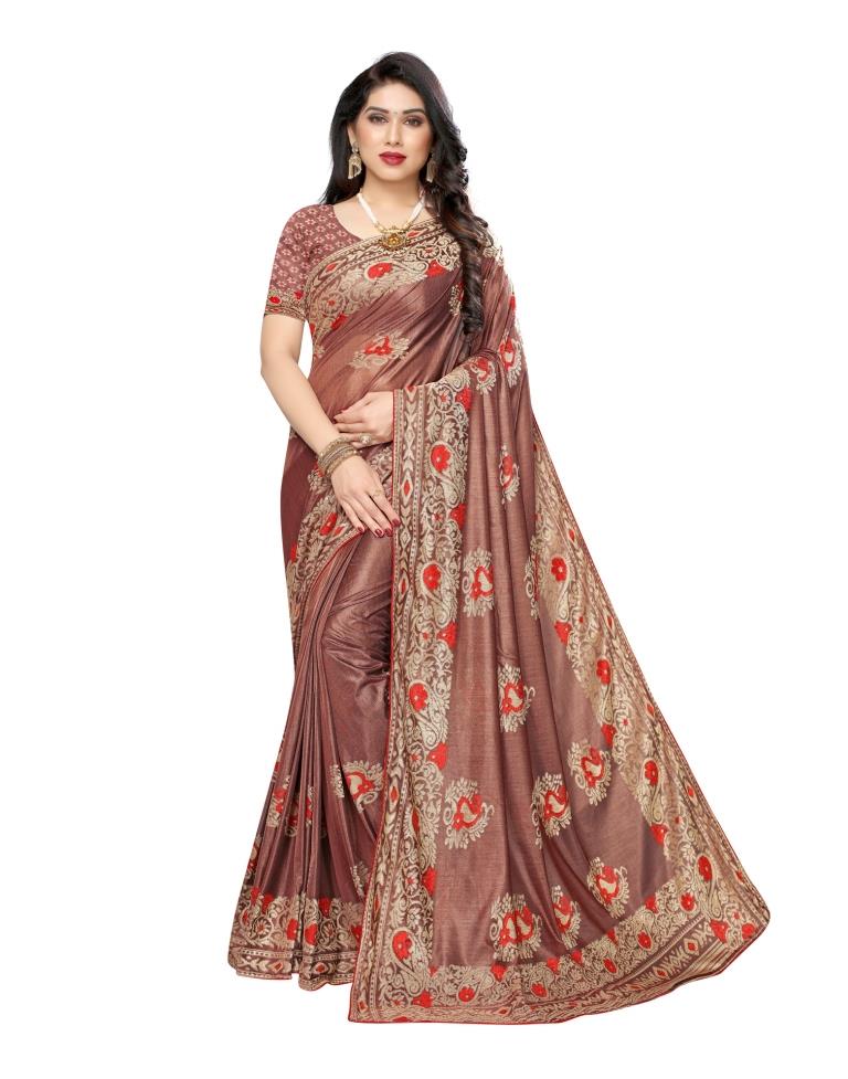 Brown Coloured Lycra Solid Saree Shapewear