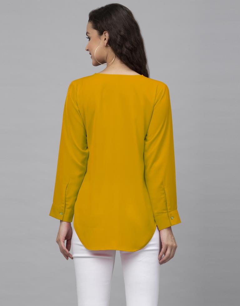 Ambitious Mustard Yellow Coloured Dyed Thick Georgette Tops | Leemboodi