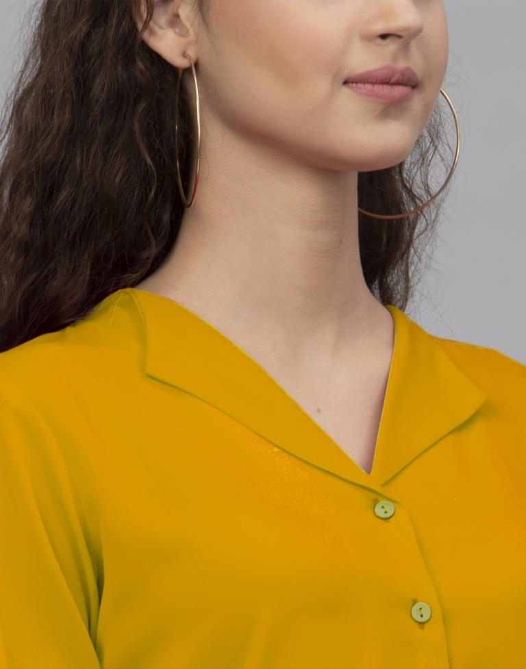 Ambitious Mustard Yellow Coloured Dyed Thick Georgette Tops | Leemboodi