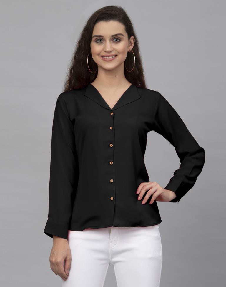 Ravishing Black Coloured Dyed Thick Georgette Tops | Leemboodi
