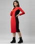 Designer Red Coloured Knitted Lycra Bodycon | Leemboodi