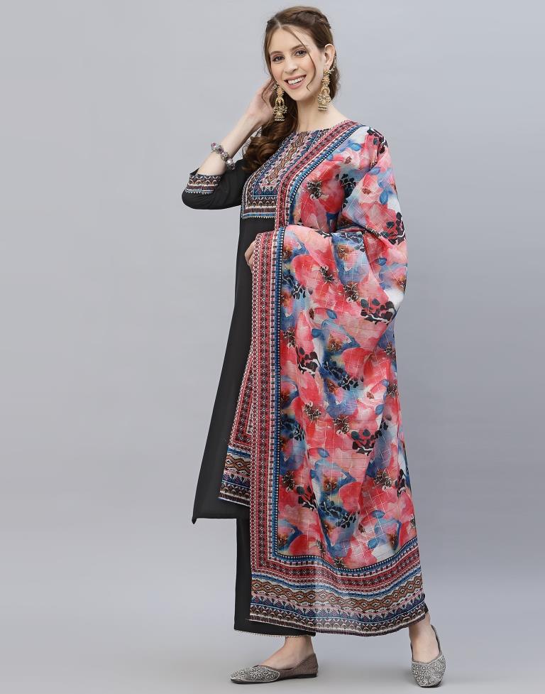 Black Kurti With Pant And Dupatta | Leemboodi