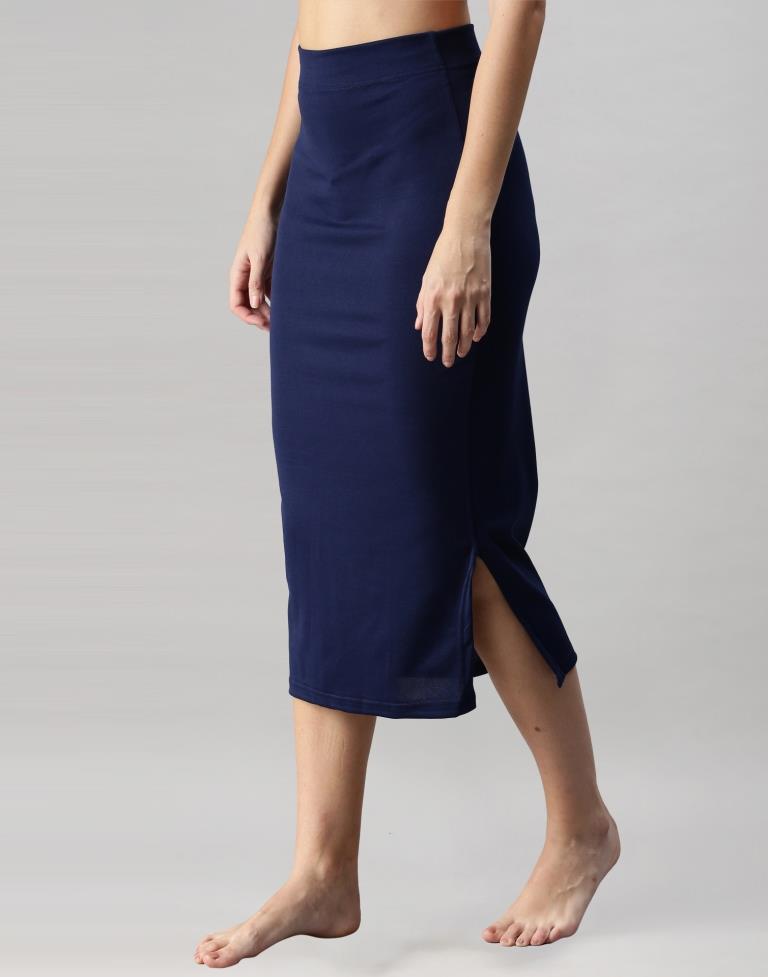 Navy Blue Coloured Lycra Solid Saree Shapewear | Leemboodi