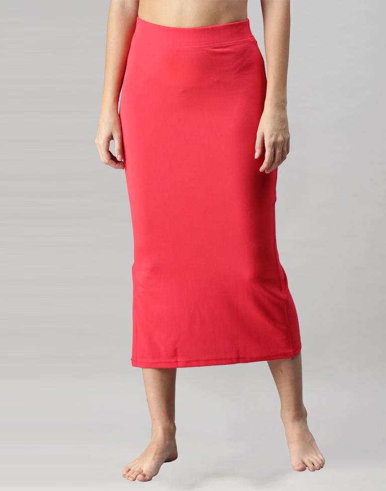Tomato Red Coloured Lycra Solid Saree Shapewear | Leemboodi