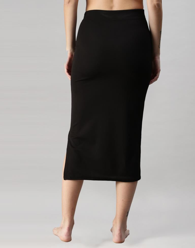 Black Coloured Lycra Solid Saree Shapewear | Leemboodi
