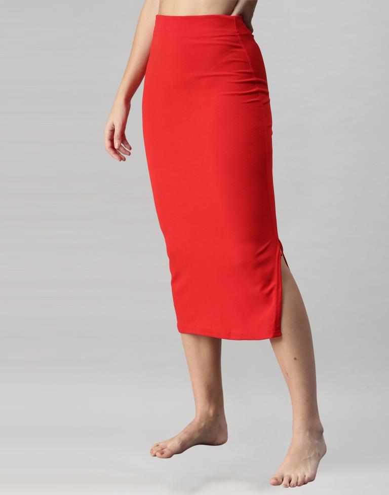 Red Coloured Lycra Solid Saree Shapewear | Leemboodi