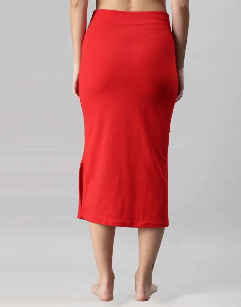 Red Coloured Lycra Solid Saree Shapewear | Leemboodi