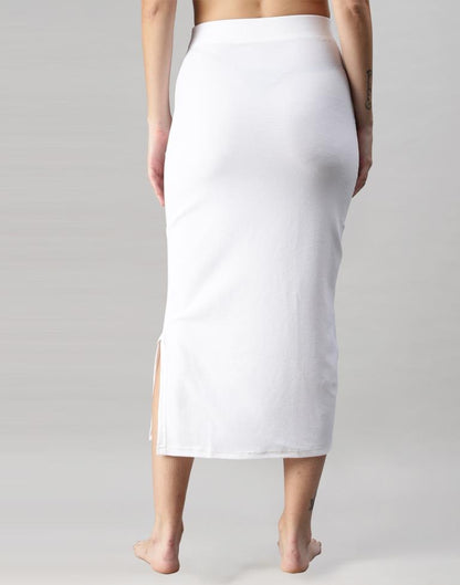 White Coloured Lycra Solid Saree Shapewear | Leemboodi