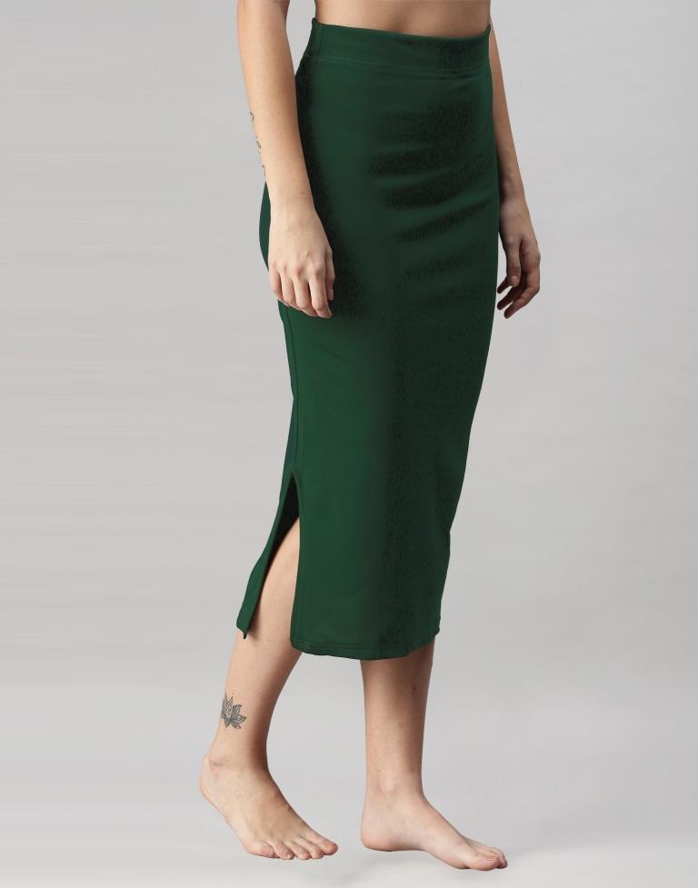 Bottle Green Coloured Lycra Solid Saree Shapewear | Leemboodi
