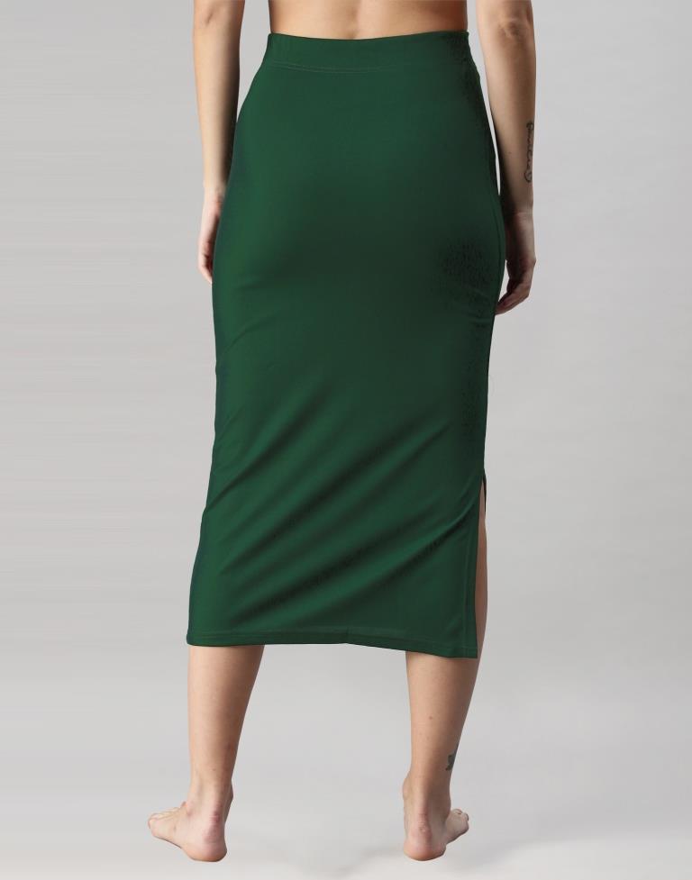 Bottle Green Coloured Lycra Solid Saree Shapewear | Leemboodi